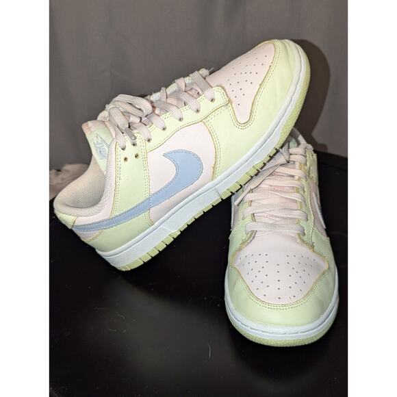 Nike Shoes Women's 7.5 Dunk Low Ghost Light Soft Pink Lime Ice White Sneakers - Picture 4 of 9